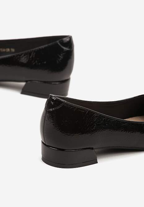 Czarne Czółenka Lakierowane Vices z Wkładką ze Skóry Naturalnej Naliorelle