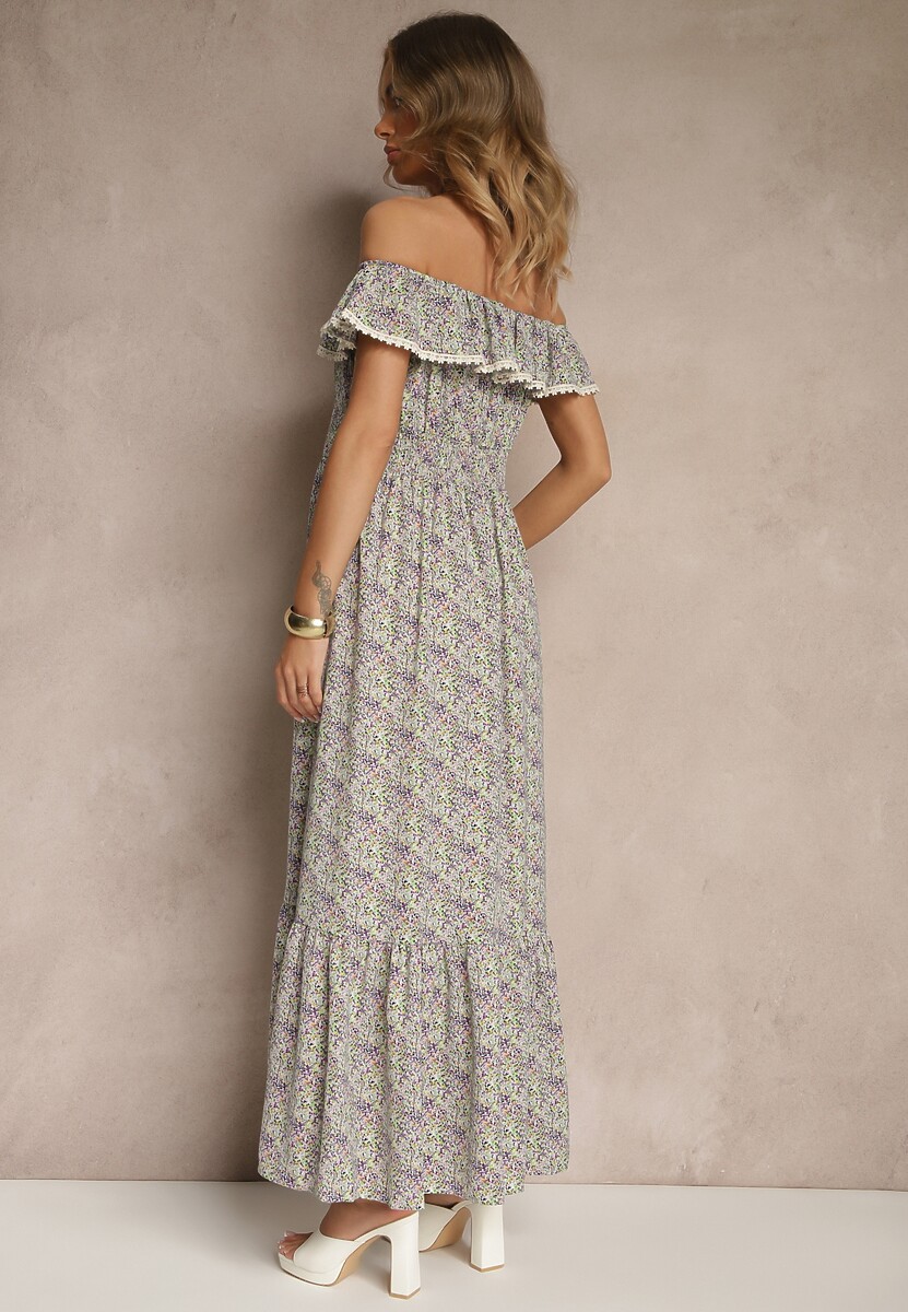 Fioletowa Sukienka z Ozdobnymi Falbankami Folanne