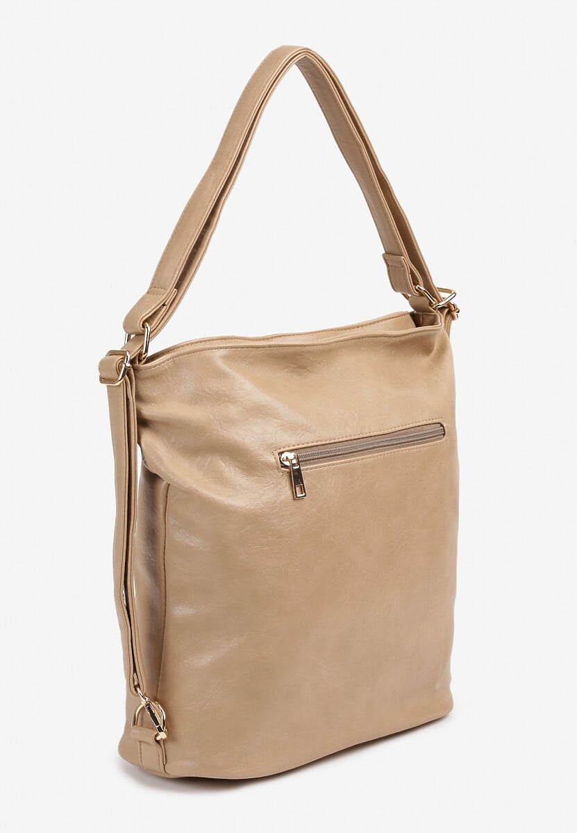 Beżowa Torebka Klasyczna z Ozdobnymi Suwakami i Regulacją Rączki Tailynna