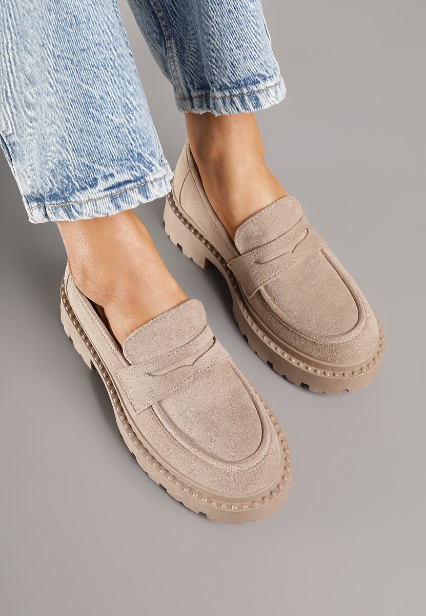 Ciemnobeżowe Wsuwane Mokasyny Vices na Platformie Dionela