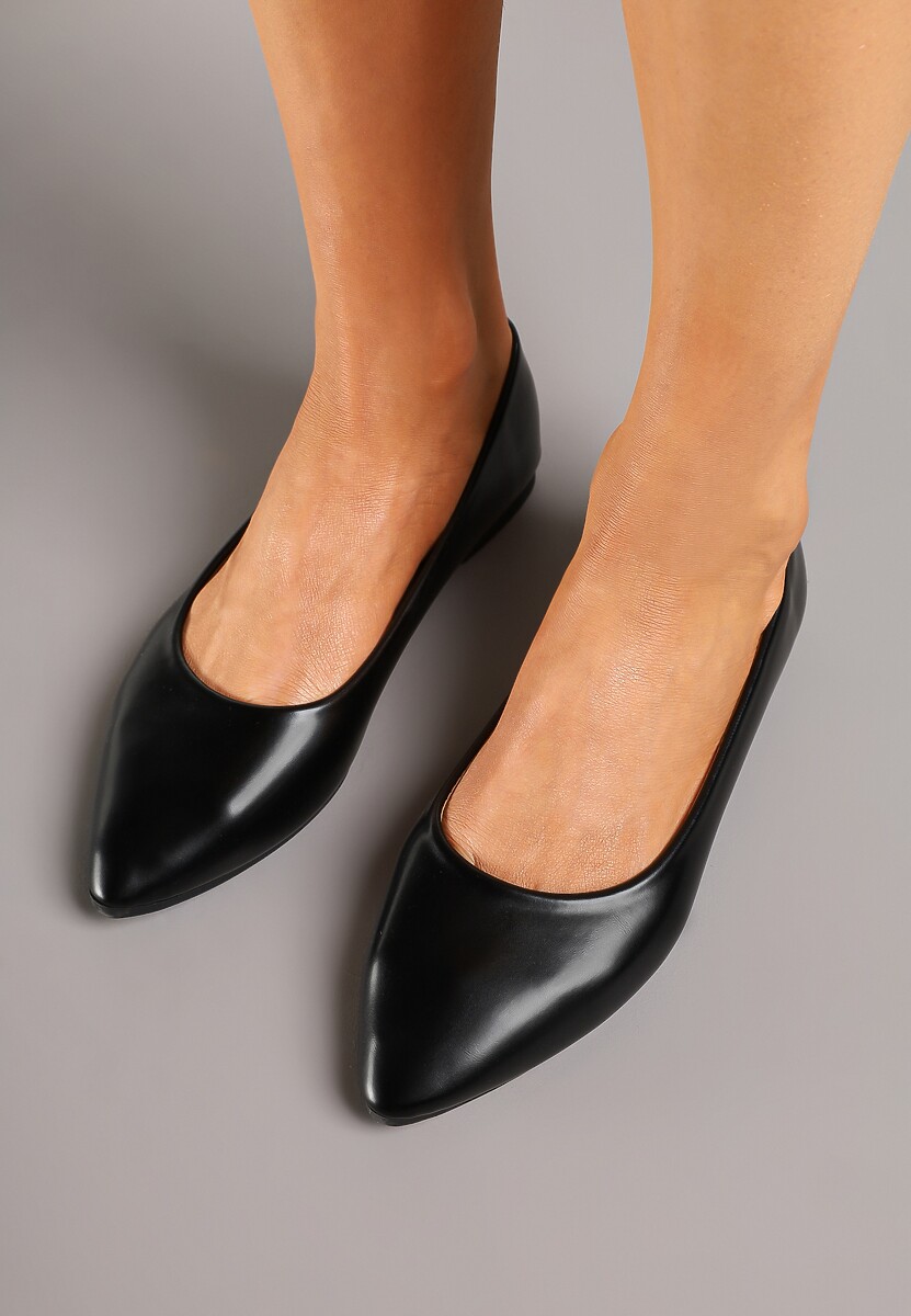 Czarne Basicowe Balerinki ze Szpiczastym Noskiem Adivili