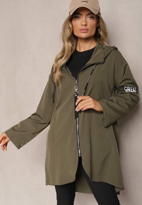 Ciemnozielona Kurtka Wiatrówka Oversize Palishe