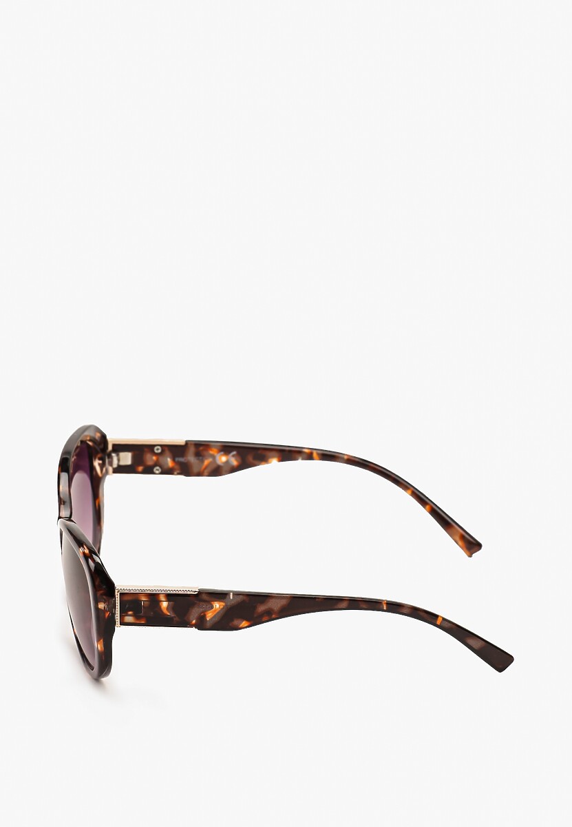 Ciemnobrązowe Casualowe Okulary Przeciwsłoneczne z Zaokrąglonymi Szkłami Giorasa