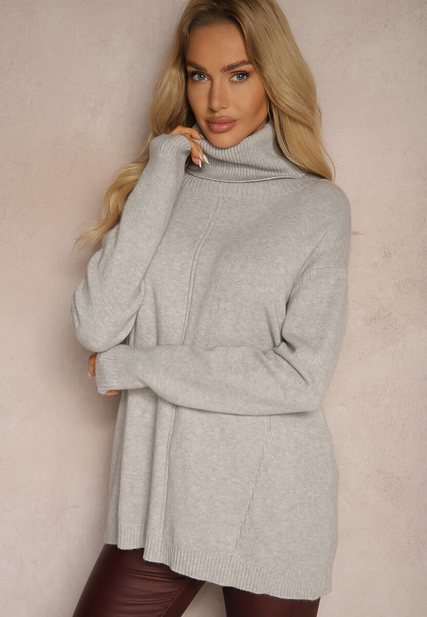 Brązowy Golf o Fasonie Klasycznego Swetra z Domieszką Kaszmiru Rorilaine