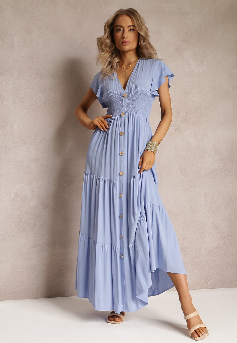 Ciemnobeżowa Sukienka z Wiskozy Lobsy