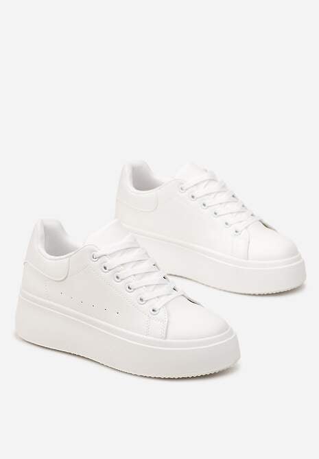 Białe Sneakersy na Grubej Podeszwie Yarna