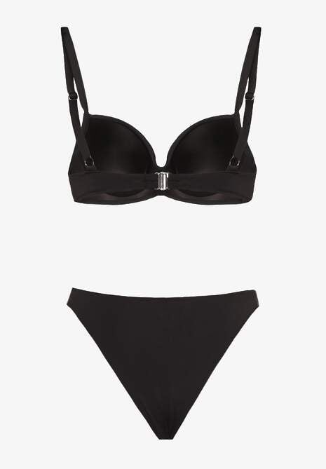 Czarne Bikini Biustonosz i Majtki Figi z Aplikacją z Cyrkoniami Nateria