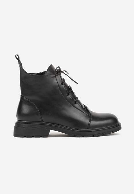 Czarne Skórzane Botki Typu Trzewiki Wioselle