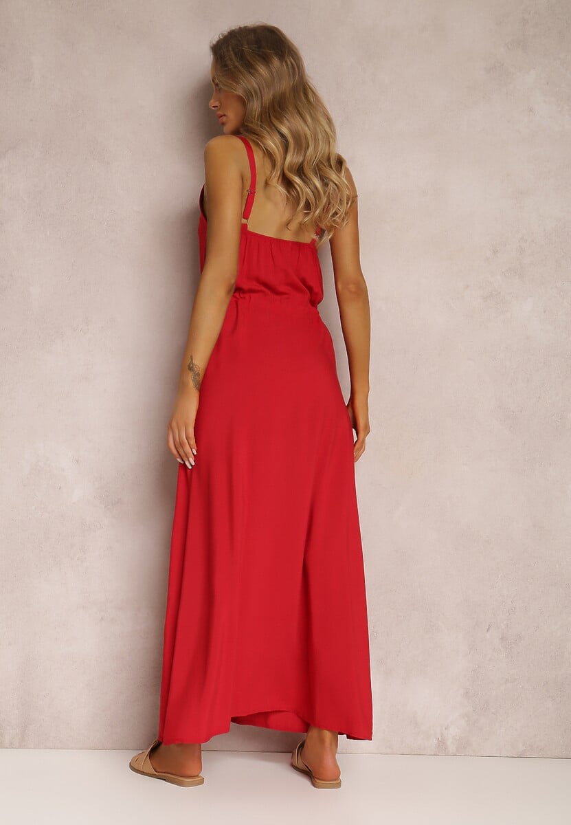 Bordowa Sukienka z Wiskozy Kena