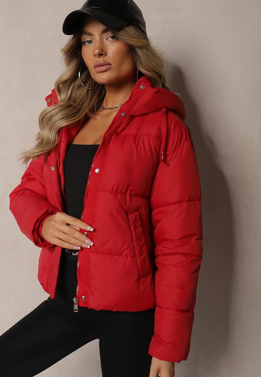 Czarna Kurtka Pikowana Puffer z Kapturem Mivvia