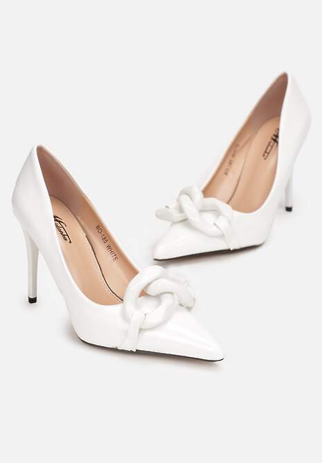 Białe Szpilki z Łańcuchem Arkia