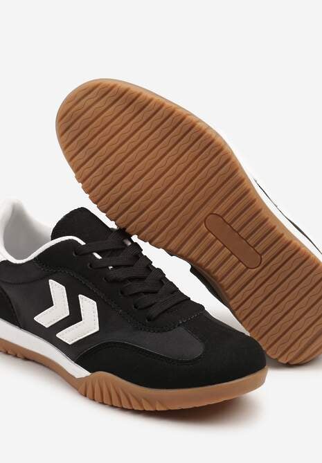 Czarno-Białe Sneakersy Typu Kultowe Tenisówki Zdobione Przeszyciami Mepenna