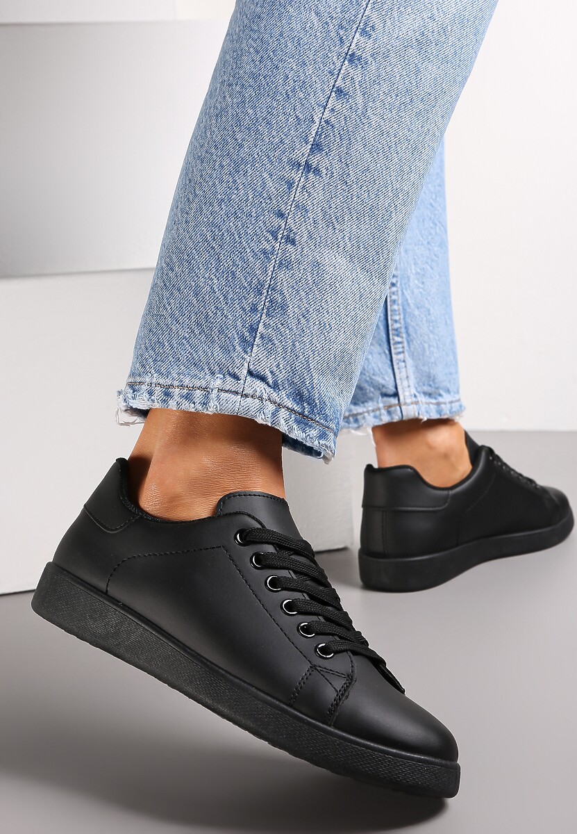 Czarne Wiązane Sneakersy z Cholewką przed Kostkę Starlee