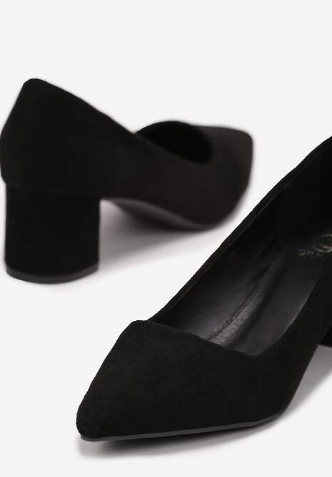 Czarne Casualowe Czółenka na Słupku Bastien