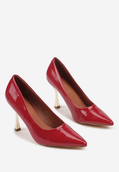 Czerwone Szpilki Vices Lakierowane z Wkładką ze Skóry Naturalnej Olorissa
