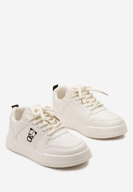 Beżowe Sneakersy z Drobną Perforacją i Małym Nadrukiem Fredomia