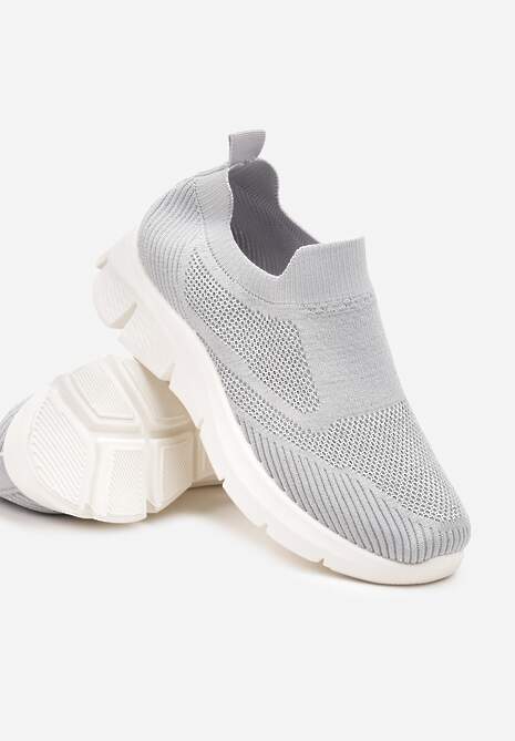 Szare Wsuwane Buty Sportowe ze Skarpetkową Cholewką Tiamonika