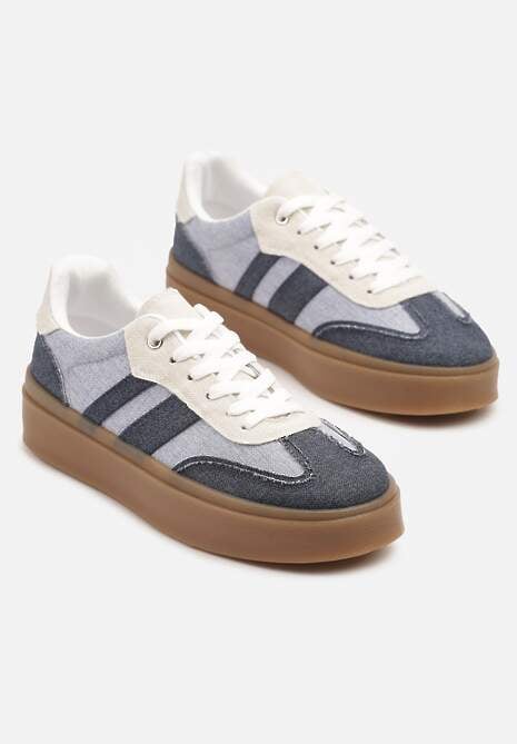 Granatowe Sneakersy Tenisówki na Kauczukowej Podeszwie Ardisora