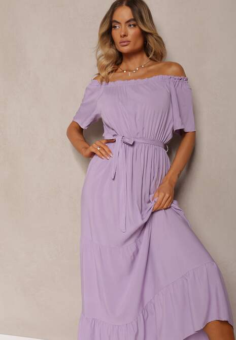 Fioletowa Sukienka z Wiskozy Phoebiolea