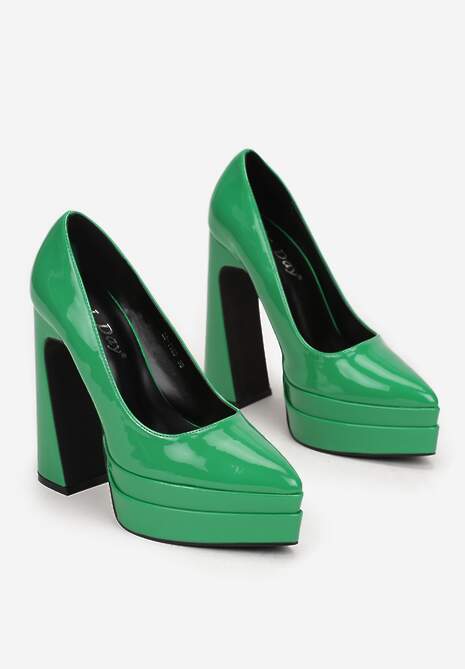 Zielone Czółenka na Wysokim Słupku i Platformie Valme