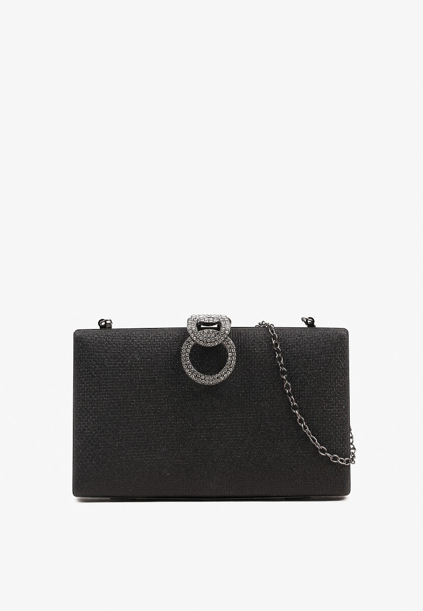 Różowa Brokatowa Torebka Kopertówka z Cyrkoniami i Biżuteryjną Ozdobą Avlelia