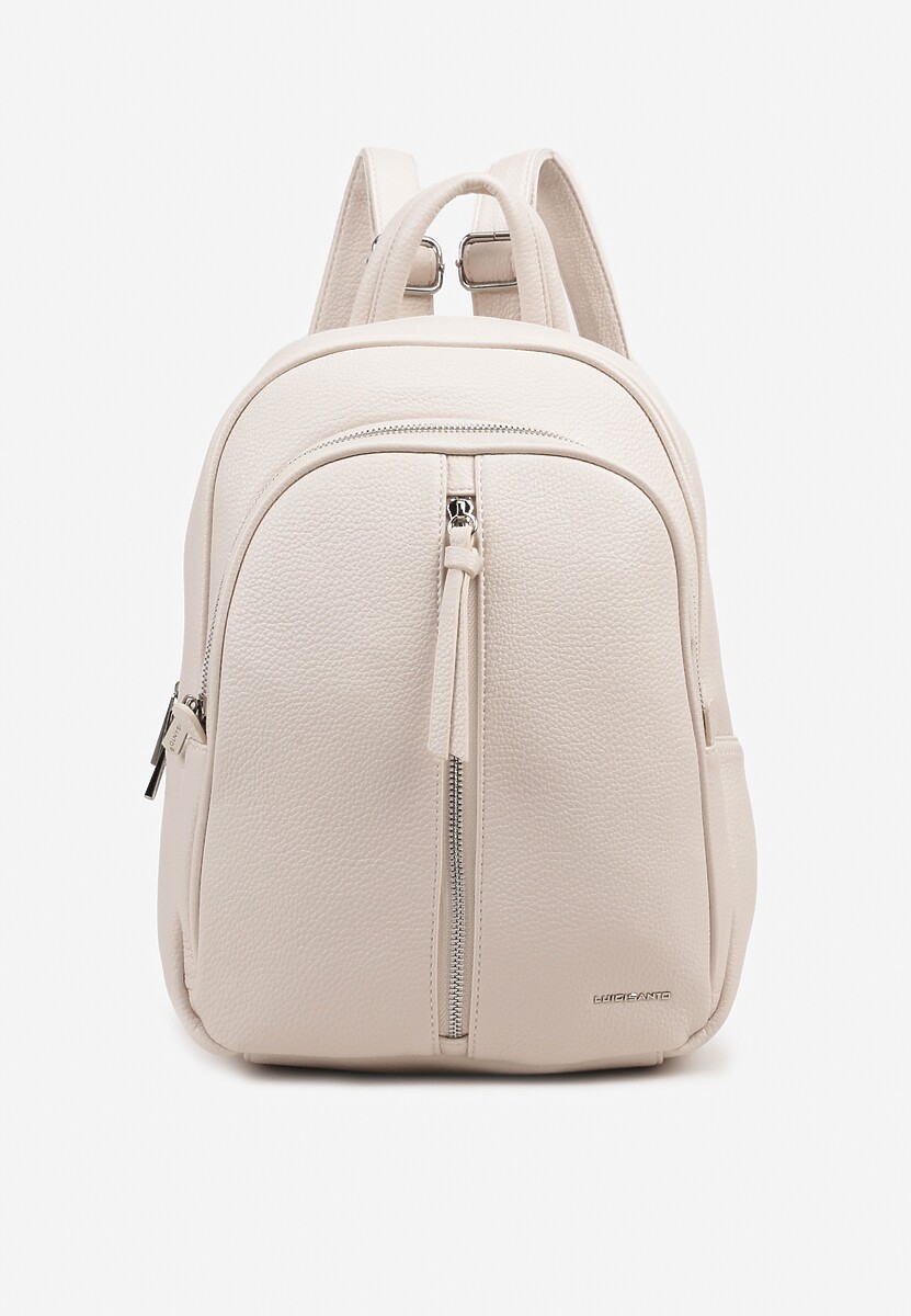 Jasnobeżowy Mały Plecak Zdobiony Suwakiem Nilzeri