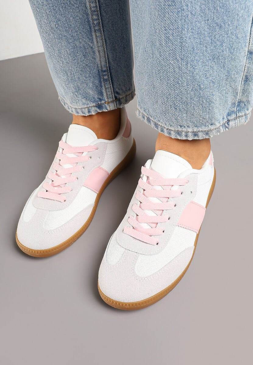 Biało-Różowe Sneakersy Tenisówki w Kultowym Stylu Neolithaen