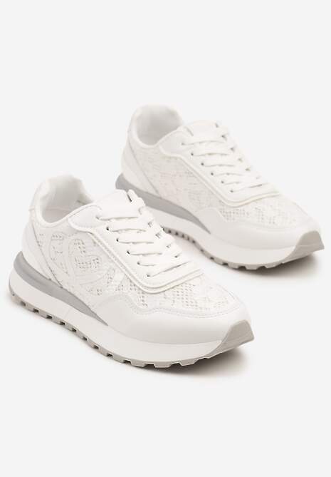 Białe Sneakersy z Koronkowymi Zdobieniami Dallriva
