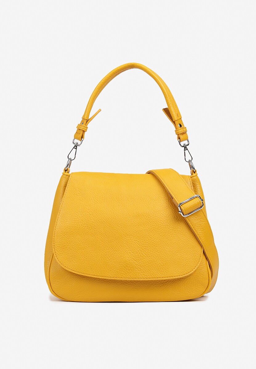 Czarna Torebka z Klapą w Stylu Listonoszki z Paskiem i Rączką Malurelle