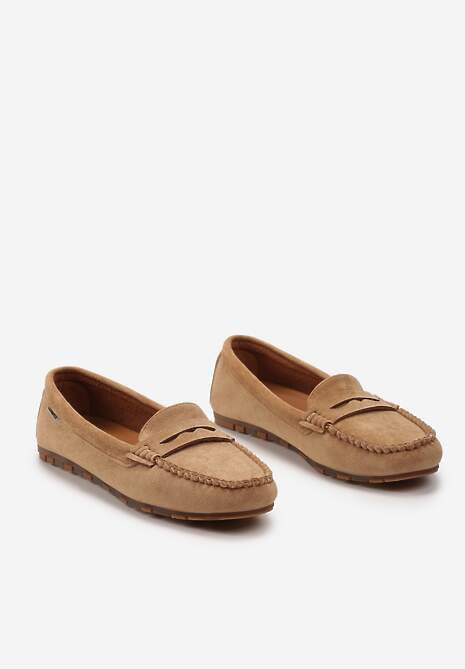 Brązowe Płaskie Mokasyny o Klasycznym Fasonie z Przeszyciem Wenniva