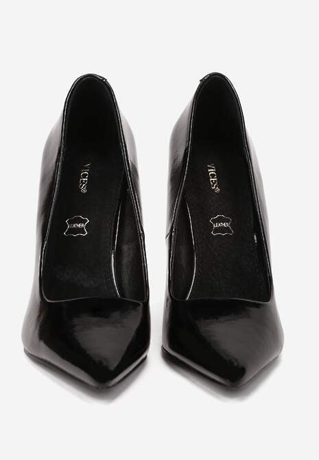 Czarne Szpilki Vices na Klepsydrze z Wkładką ze Skóry Naturalnej Zitene