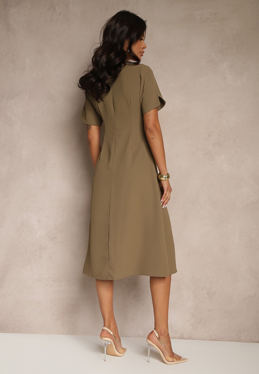 Zielona Rozkloszowana Sukienka Vices Zdobiona Wiązaniem Folarenne