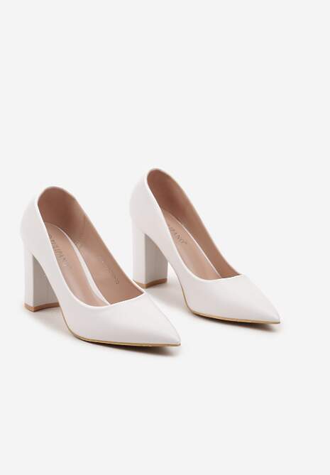 Białe Czółenka na Słupku w Klasycznym Stylu Quaravia