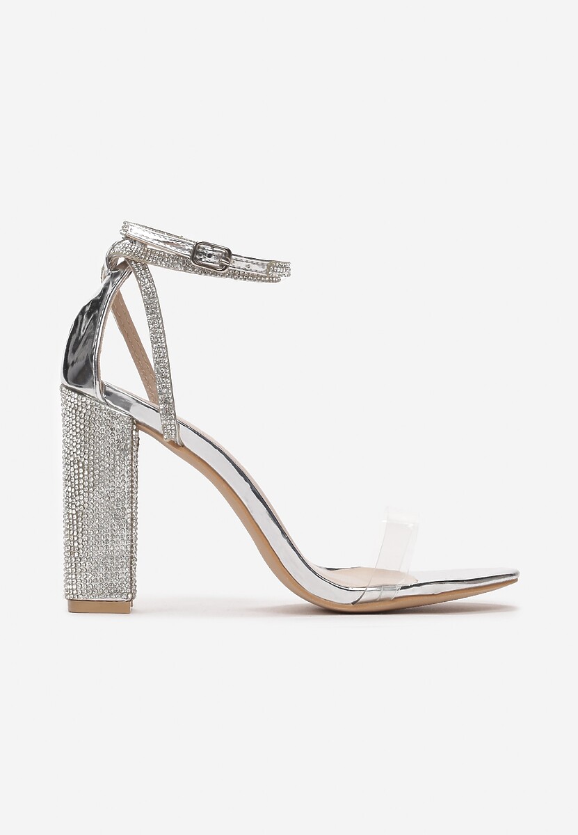 Srebrne Transparentne Sandały Rhethera