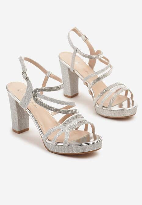 Srebrne Cyrkoniowe Sandały na Słupku Lisaviana
