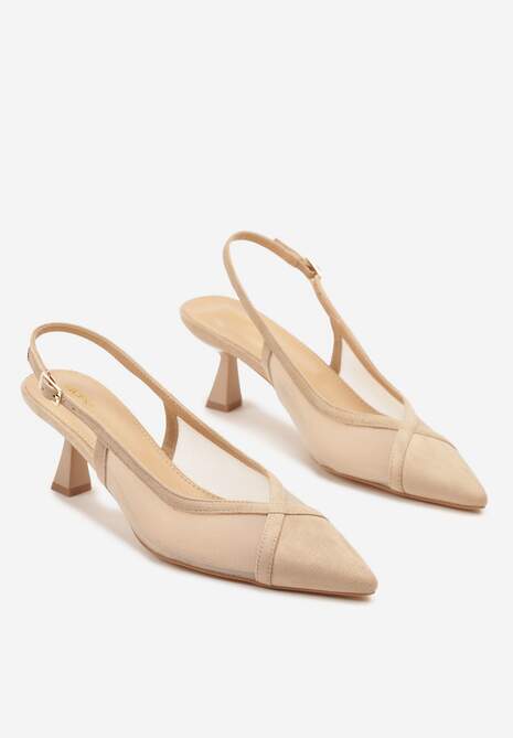 Beżowe Przezroczyste Sandały Vices na Kaczuszce Typu Slingback Atilessa