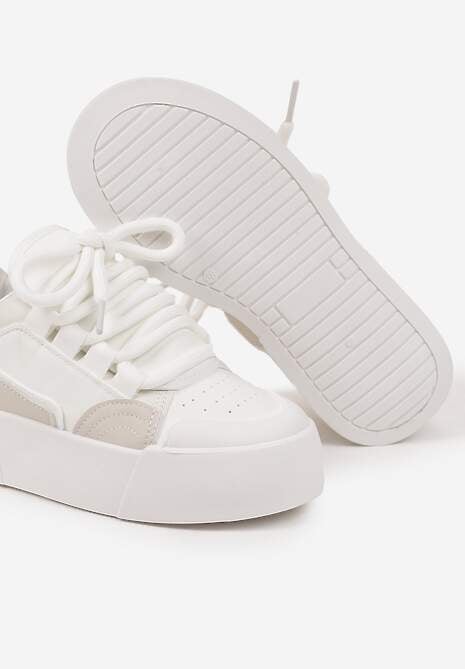 Białe Streetwearowe Sneakersy Trampki na Platformie Danenith