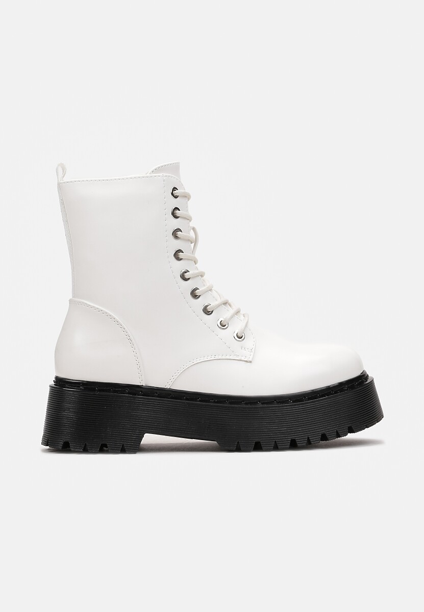 Białe Botki w Stylu Workerów na Platformie Maialen