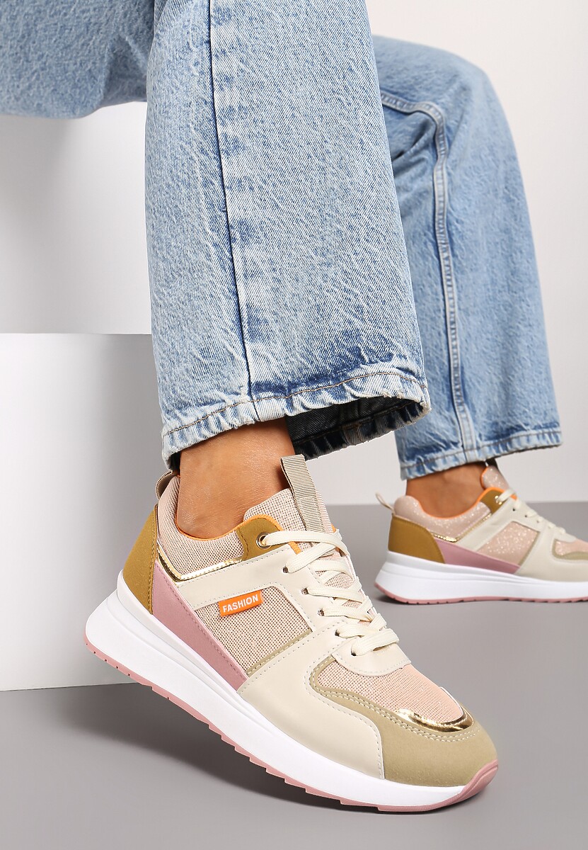 Beżowo-Zielone Sneakersy Philassa