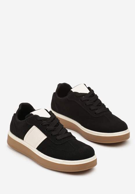 Czarne Sneakersy na Kauczukowej Podeszwie Claside