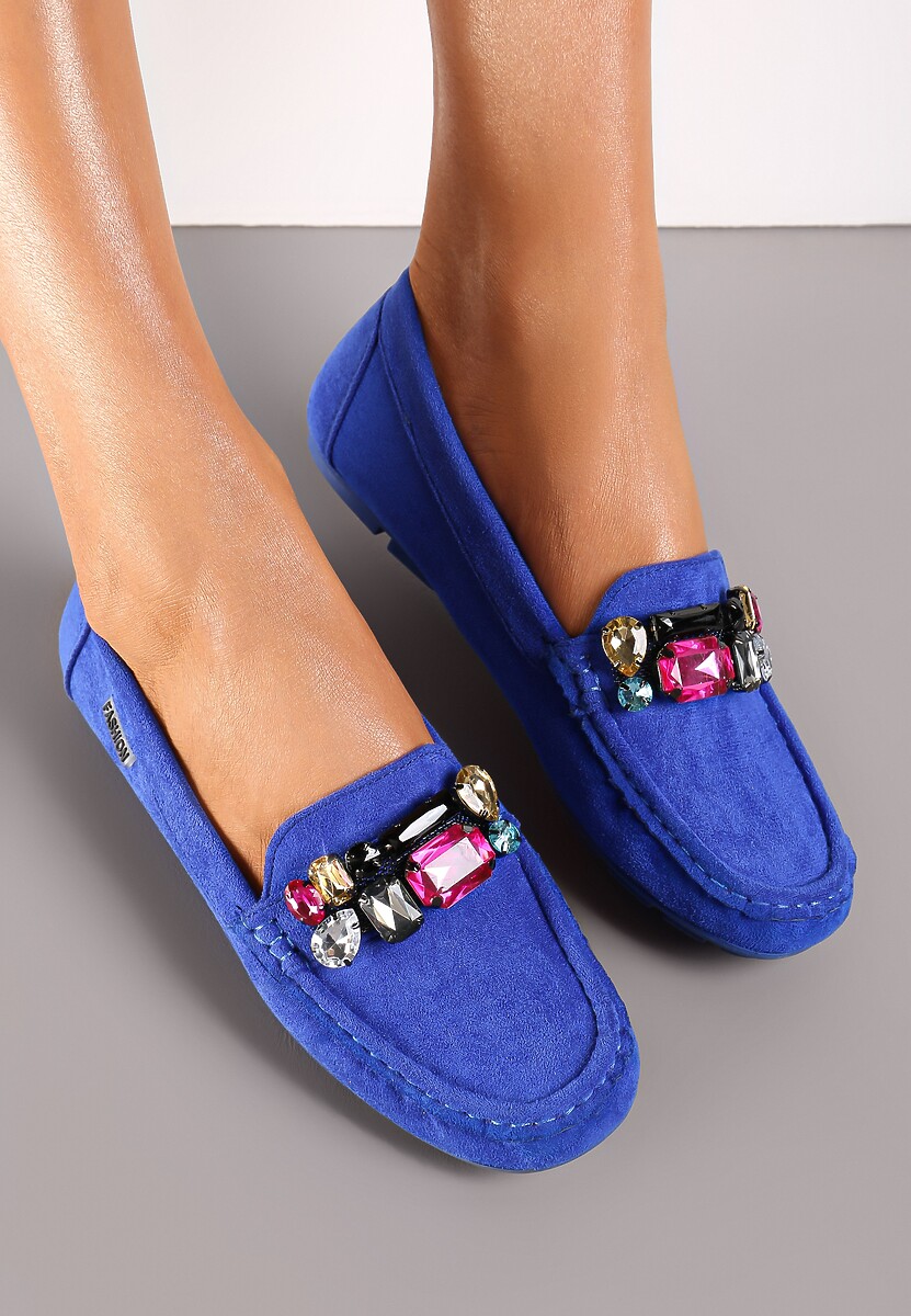 Jasnoniebieskie Mokasyny z Wkładką ze Skóry Naturalnej Veso