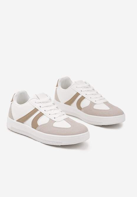 Biało-Beżowe Sneakersy Klasyczne Tenisówki Setinora