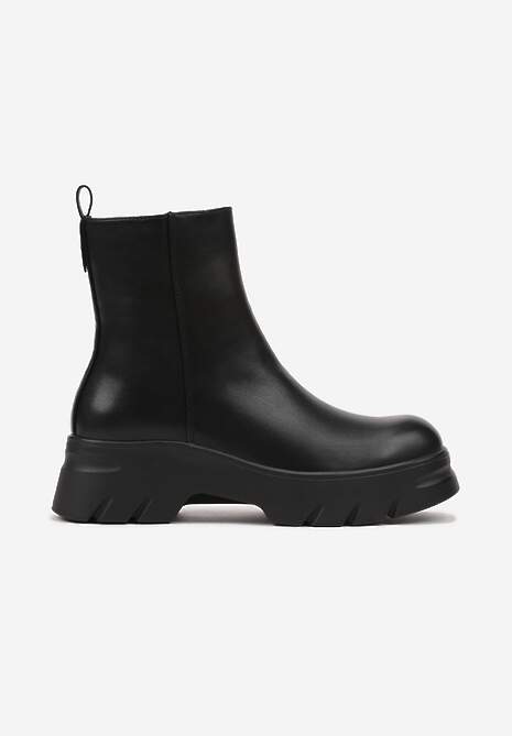 Czarne Płaskie Botki z Ociepleniem Hanalen