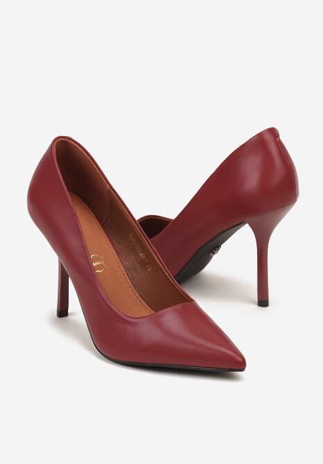 Bordowe Szpilki Vices z Wkładką ze Skóry Naturalnej Mivika
