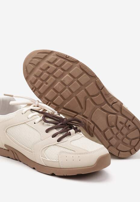 Beżowe Sneakersy z Podwójnymi Sznurówkami Terfitra