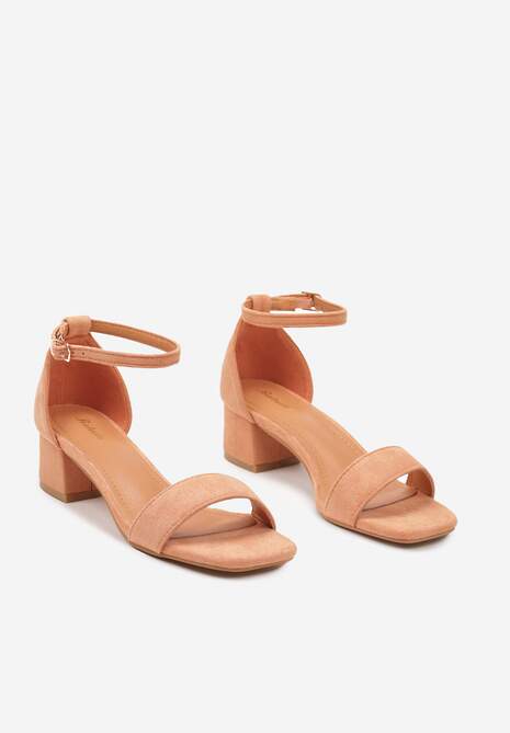 Pomarańczowe Sandały z Ekozamszu na Klasycznym Słupku Effiba