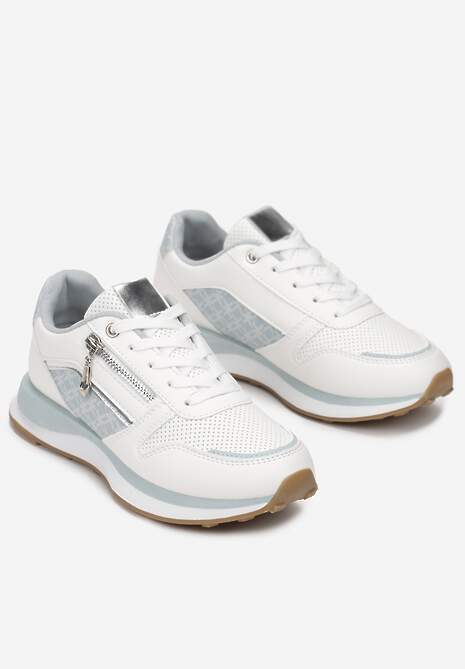 Niebieskie Sneakersy z Suwakiem i Metaliczną Wstawką Jolei