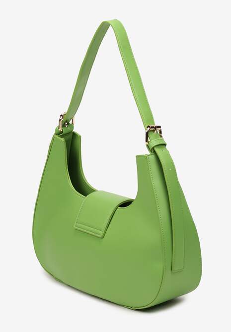 Zielona Torebka Baguette z Imitacji Skóry z Magnesem i Paskiem z Regulacją Grenelia