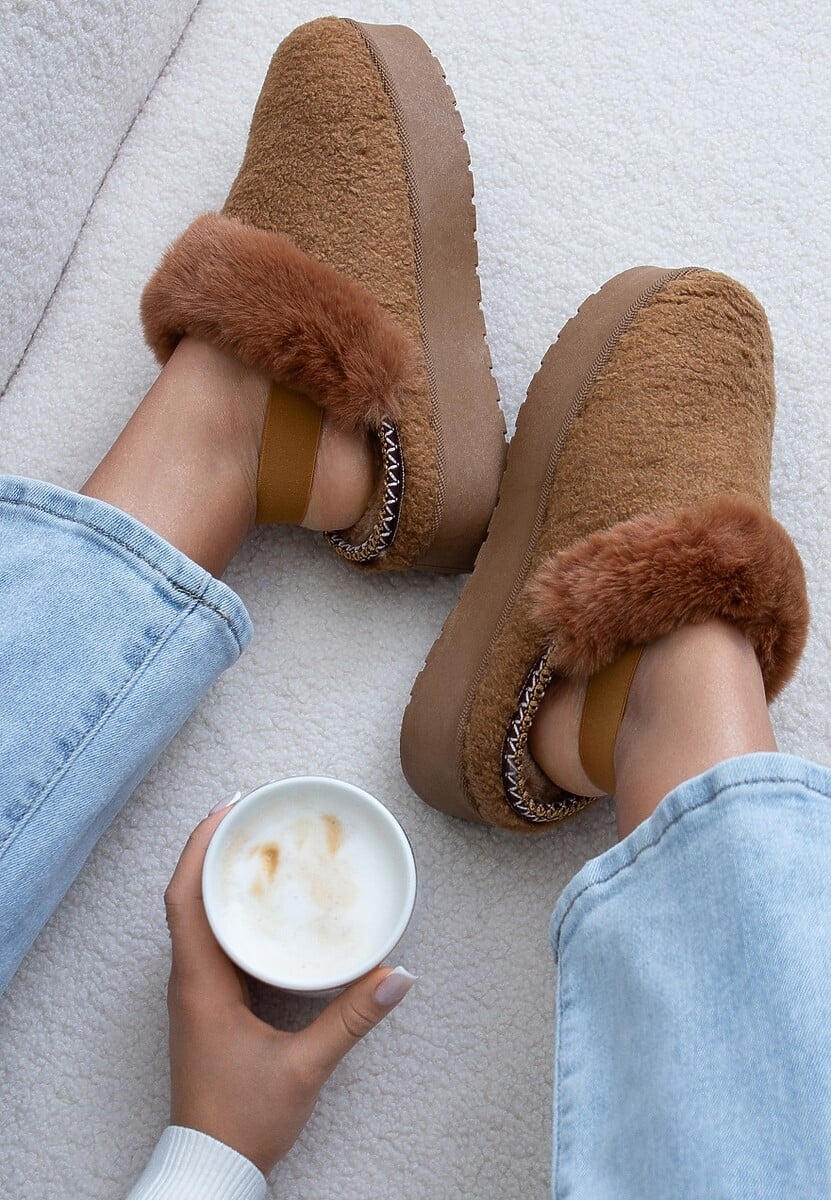 Szare Futerkowe Śniegowce na Grubej Podeszwie z Gumką na Pięcie Sosena