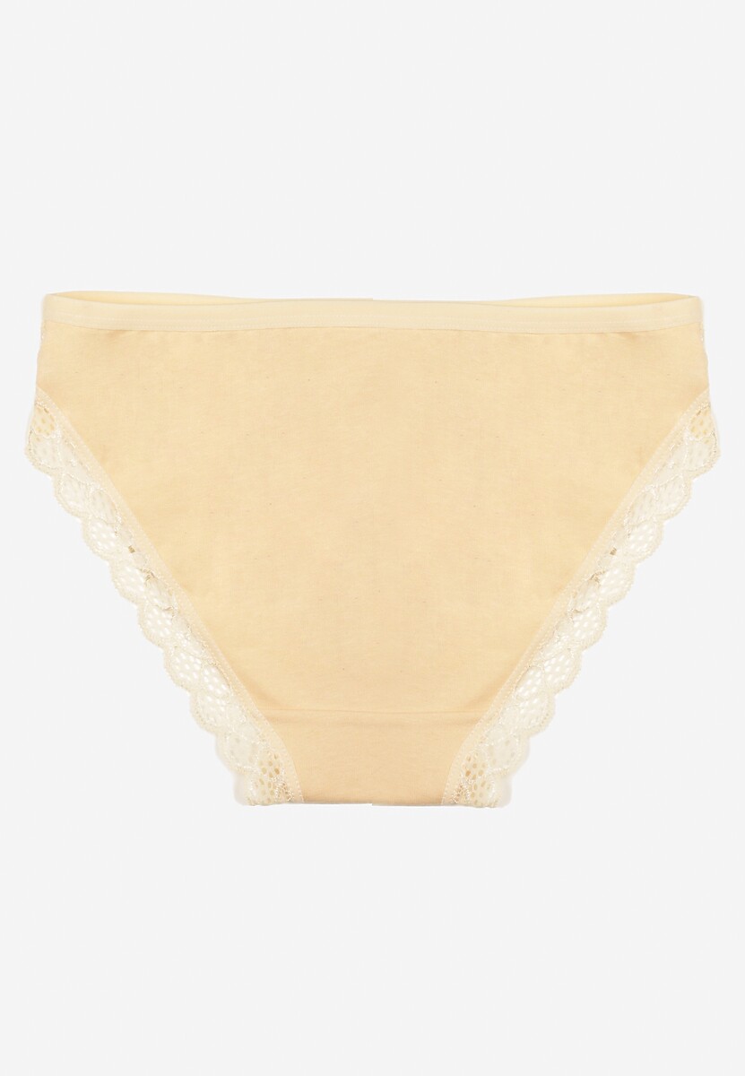 Jasnobeżowe Koronkowe Figi Majtki z Bawełny Eaelia
